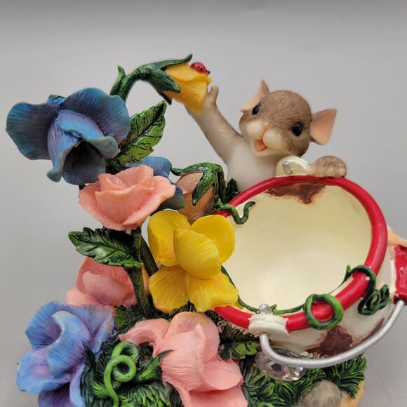 Charming Tails Hi Sweet Pea Figurine Fitz & Floyd Mouse & Flowers Collectible - Picture 7 of 8